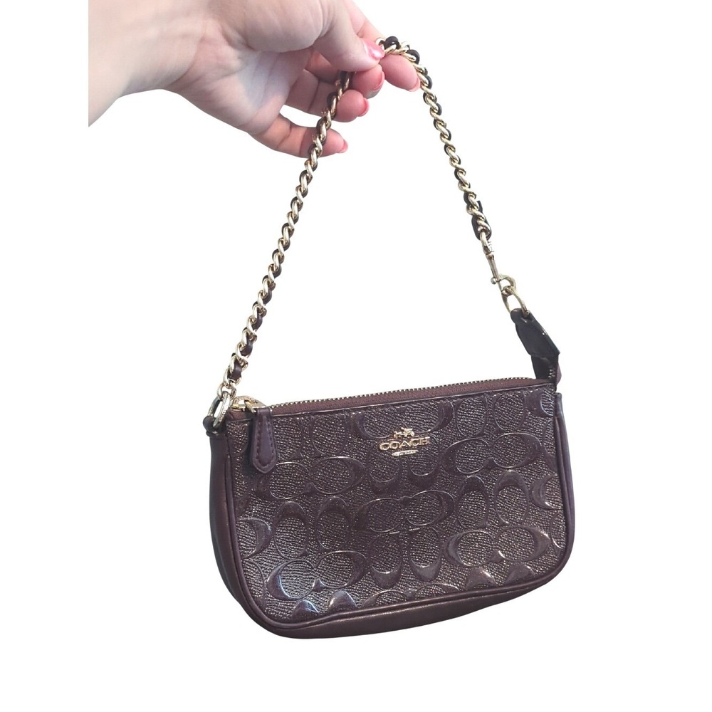 Coach Mini Shoulder Bag in Chocolate Brown with Gold Hardware